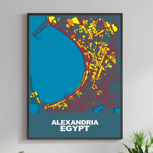 COLOURED ROAD MAP OF ALEXANDRIA, EGYPT BY MAPBAKES