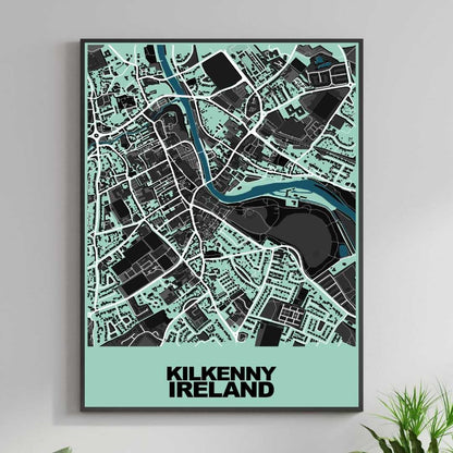 COLOURED ROAD MAP OF KILKENNY, IRELAND BY MAPBAKES