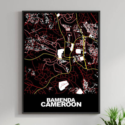 COLOURED ROAD MAP OF BAMENDA, CAMEROON BY MAPBAKES