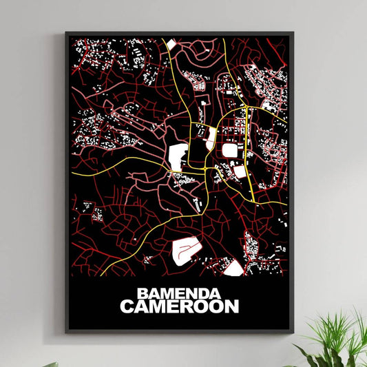 COLOURED ROAD MAP OF BAMENDA, CAMEROON BY MAPBAKES