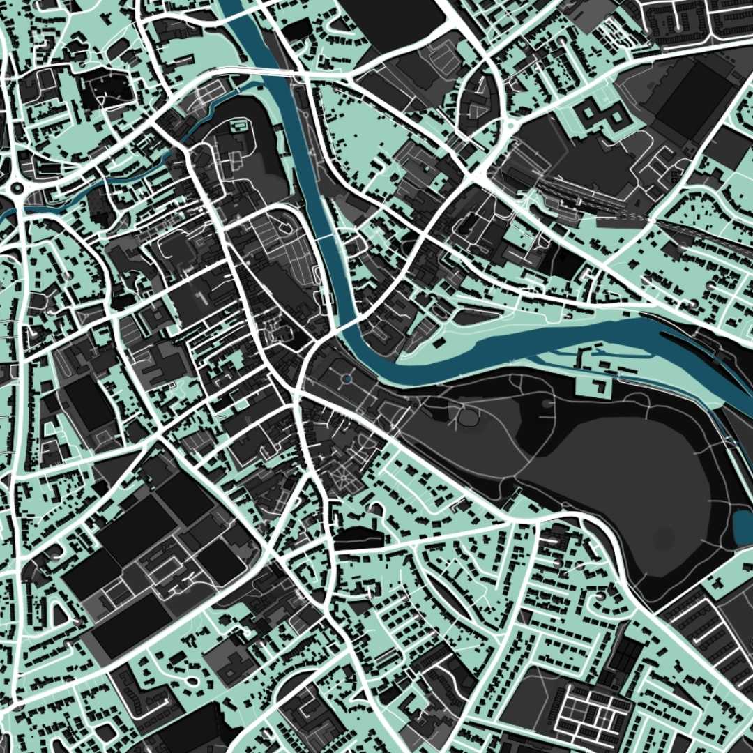 COLOURED ROAD MAP OF KILKENNY, IRELAND BY MAPBAKES