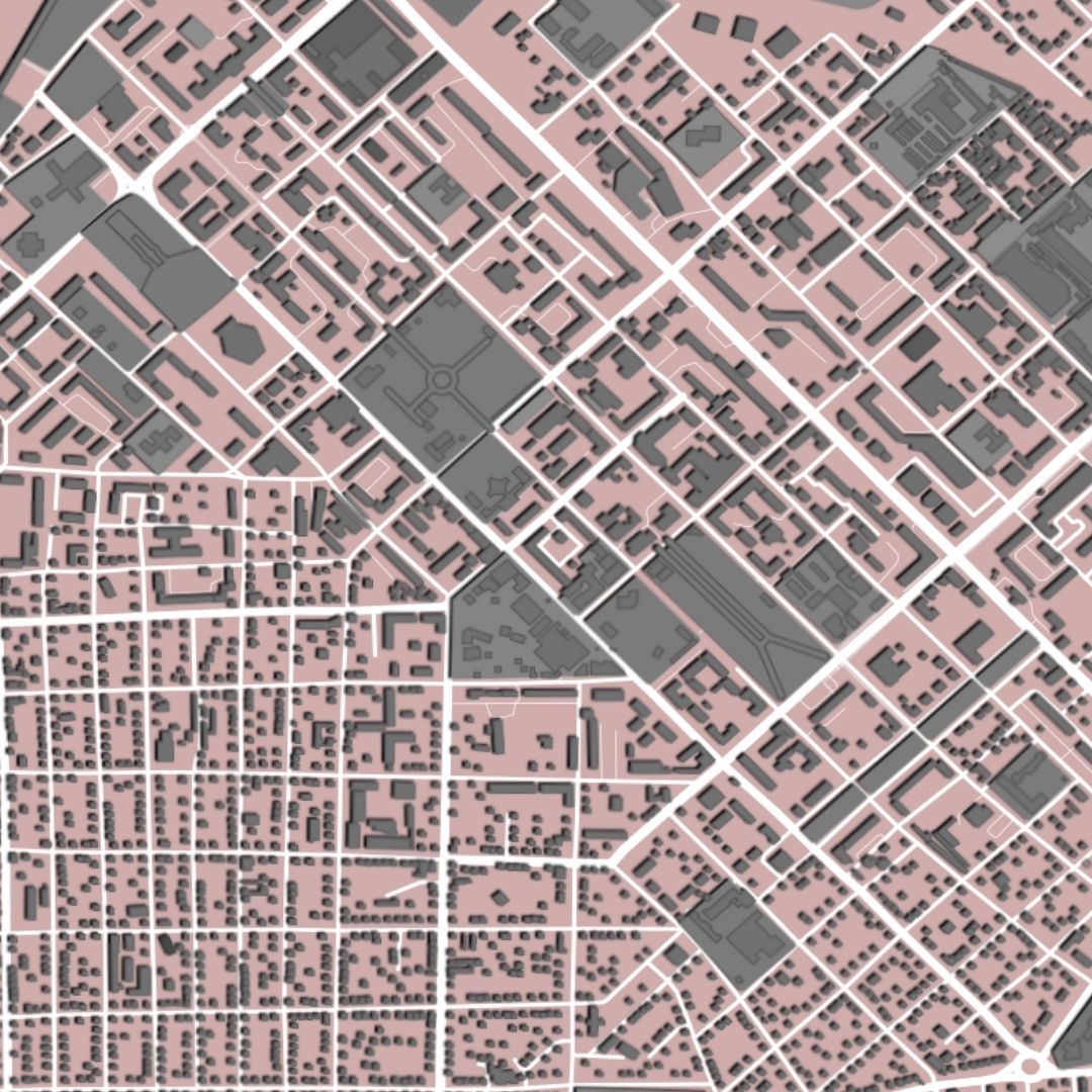 COLOURED ROAD MAP OF SEMEY, KAZAKHSTAN BY MAPBAKES