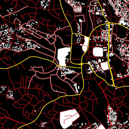 COLOURED ROAD MAP OF BAMENDA, CAMEROON BY MAPBAKES