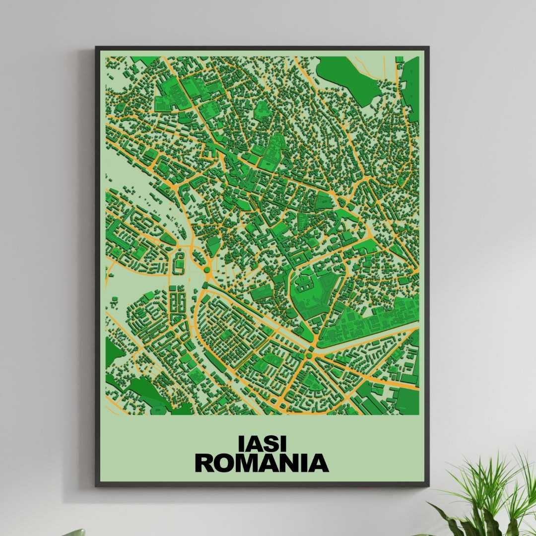 COLOURED ROAD MAP OF IASI, ROMANIA BY MAPBAKES