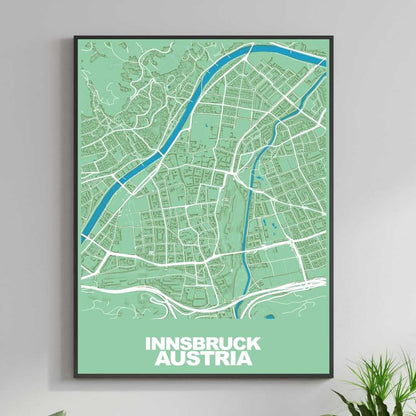 COLOURED ROAD MAP OF INNSBRUCK, AUSTRIA BY MAPBAKES