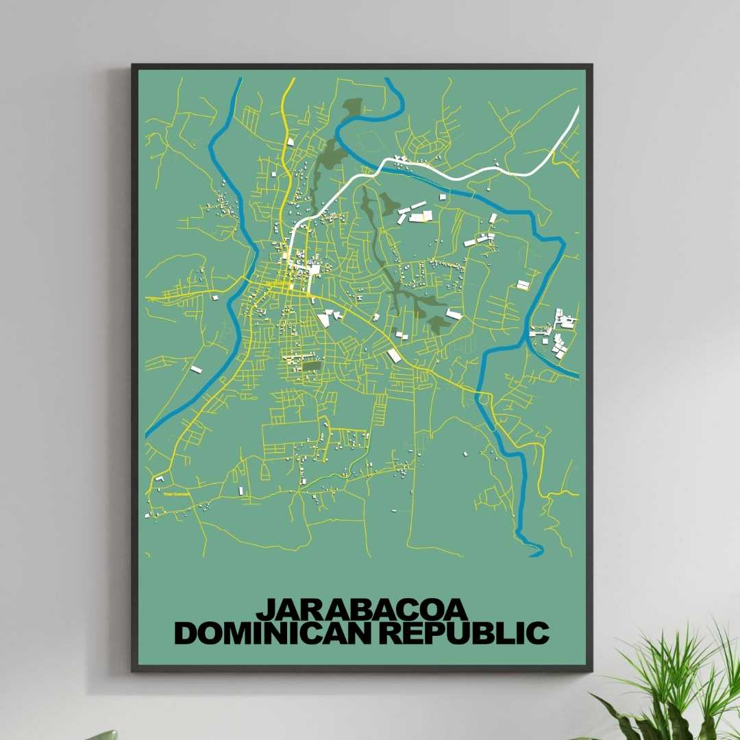 COLOURED ROAD MAP OF JARABACOA, DOMINICAN REPUBLIC BY MAPBAKES