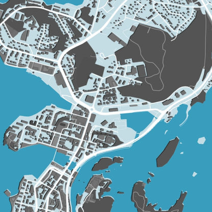 COLOURED ROAD MAP OF SAVONLINNA, FINLAND BY MAPBAKES