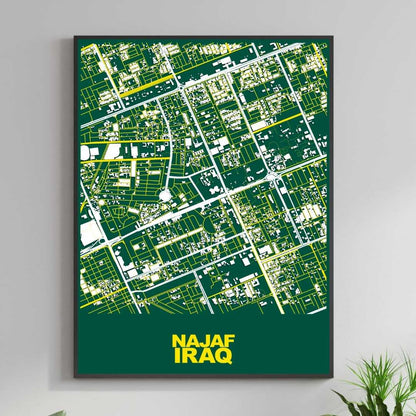 COLOURED ROAD MAP OF NAJAF, IRAQ BY MAPBAKES