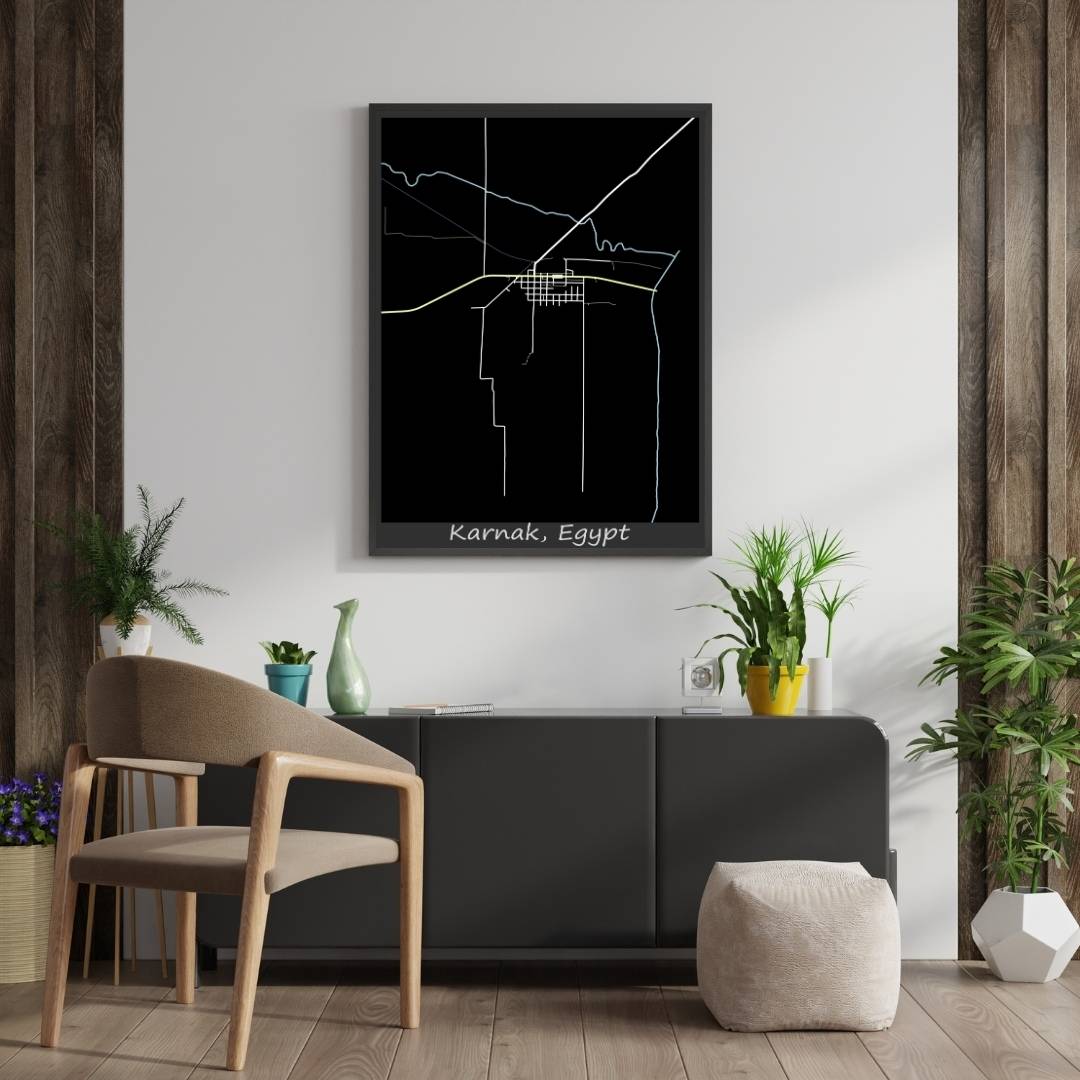 COLOURED ROAD MAP OF KARNAK, EGYPT BY MAPBAKES