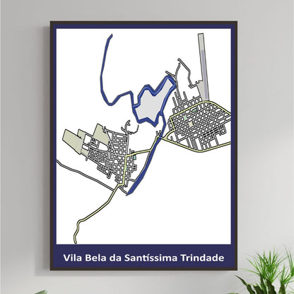 COLOURED ROAD MAP OF VILA BELA DA SANTISSIMA TRINDADE, BRAZIL BY MAPBAKES