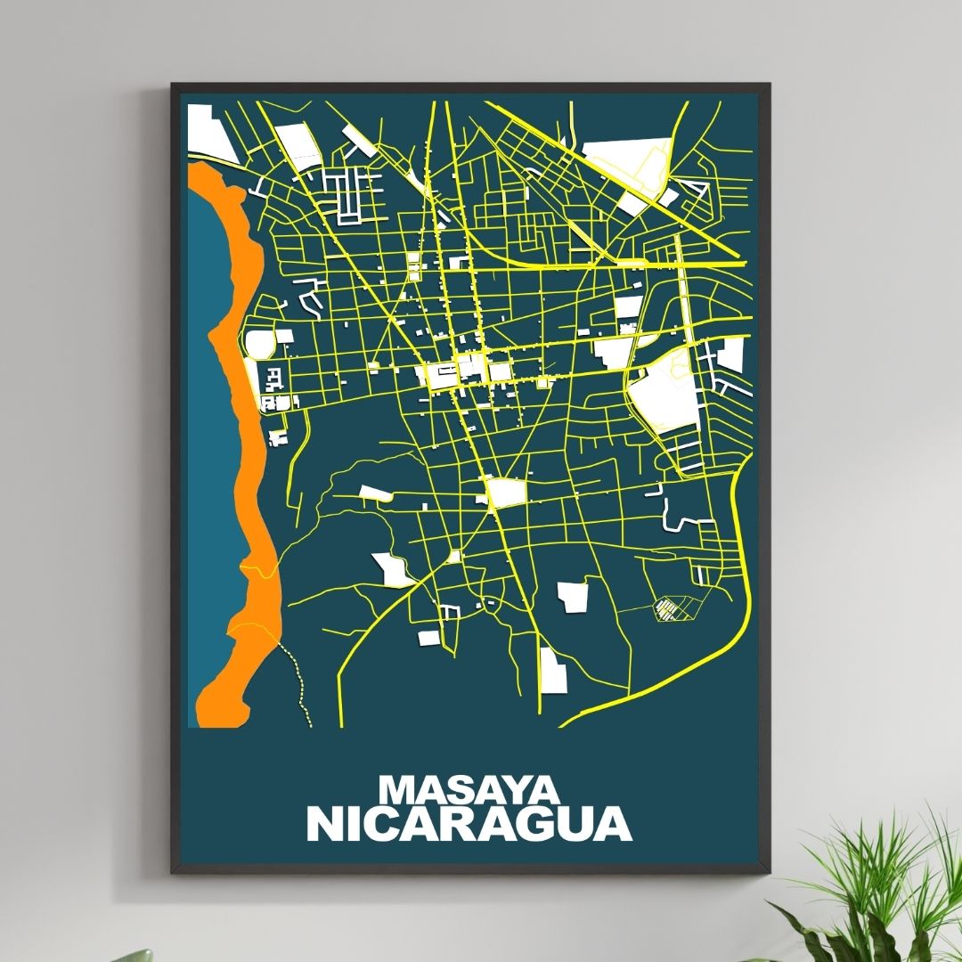COLOURED ROAD MAP OF MASAYA, NICARAGUA BY MAPBAKES