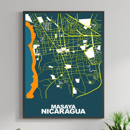 COLOURED ROAD MAP OF MASAYA, NICARAGUA BY MAPBAKES