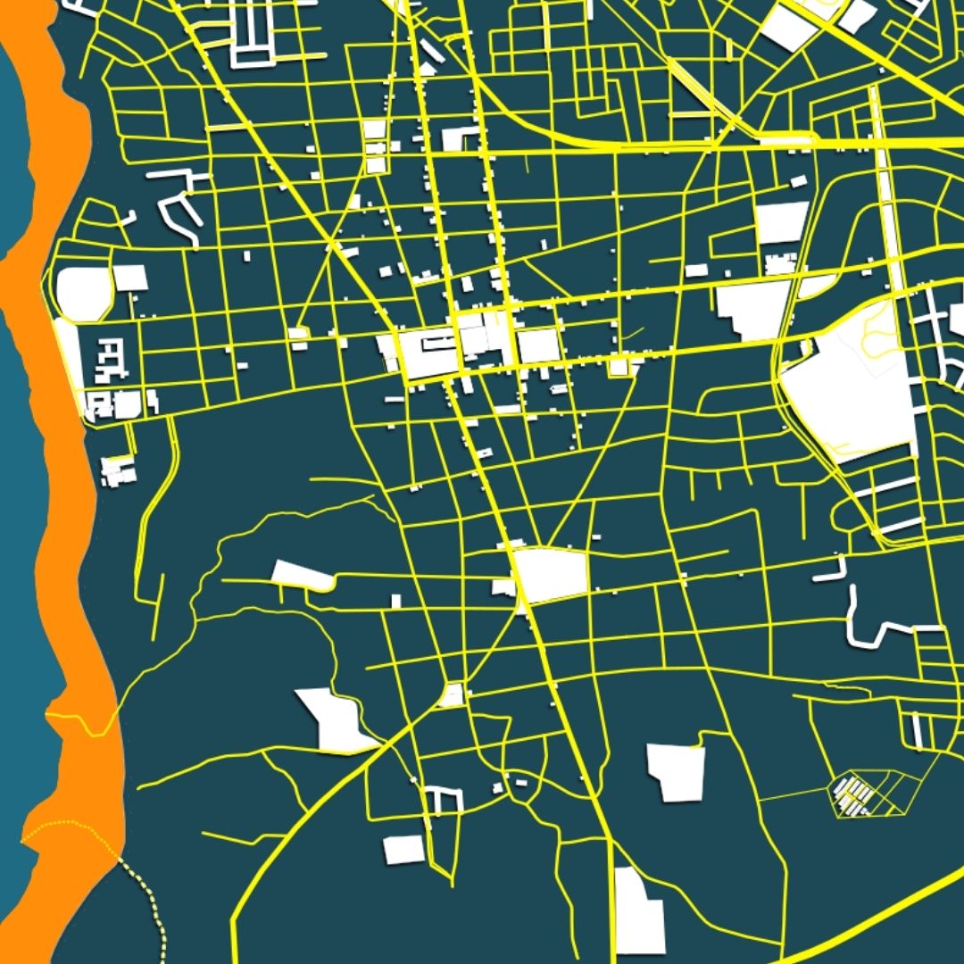 COLOURED ROAD MAP OF MASAYA, NICARAGUA BY MAPBAKES