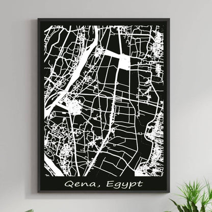COLOURED ROAD MAP OF QENA, EGYPT BY MAPBAKES
