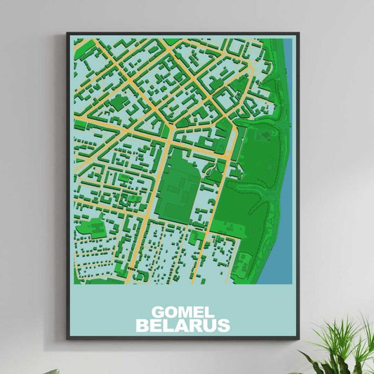 COLOURED ROAD MAP OF GOMEL, BELARUS BY MAPBAKES