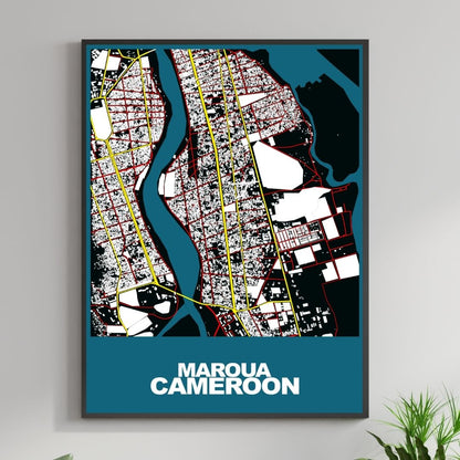 COLOURED ROAD MAP OF MAROUA, CAMEROON BY MAPBAKES