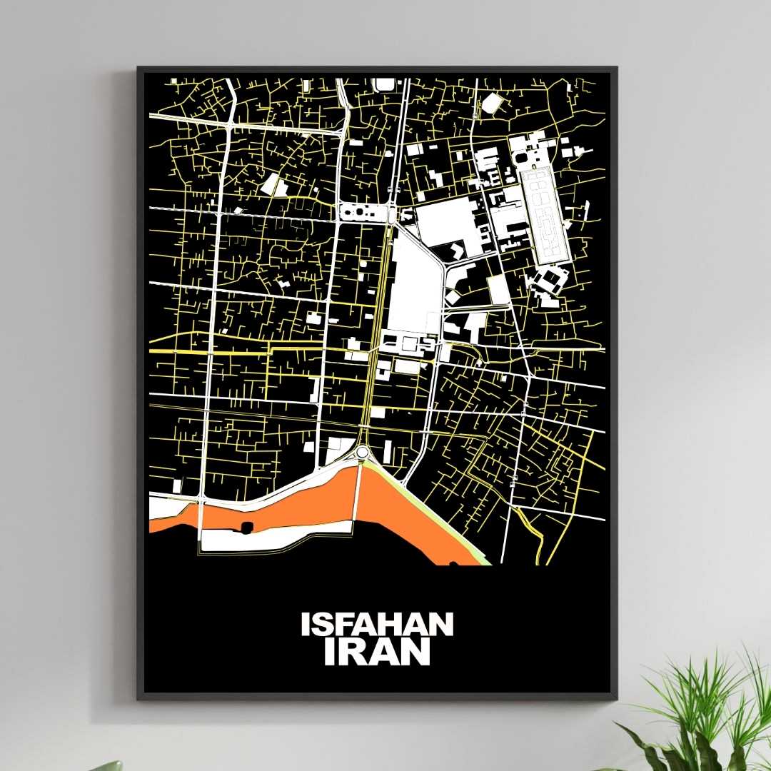 COLOURED ROAD MAP OF ISFAHAN, IRAN BY MAPBAKES