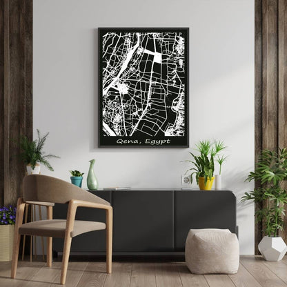 COLOURED ROAD MAP OF QENA, EGYPT BY MAPBAKES