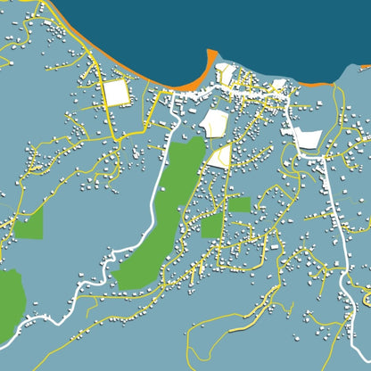 COLOURED ROAD MAP OF SAUTEURS, GRENADA BY MAPBAKES