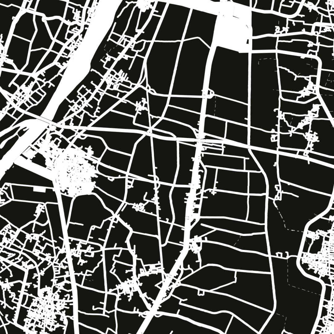 COLOURED ROAD MAP OF QENA, EGYPT BY MAPBAKES
