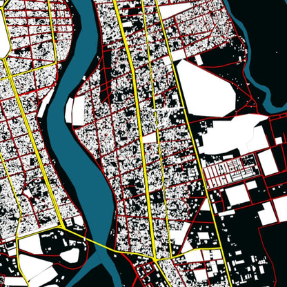 COLOURED ROAD MAP OF MAROUA, CAMEROON BY MAPBAKES