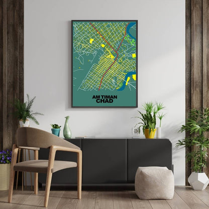 COLOURED ROAD MAP OF AM TIMAN, CHAD BY MAPBAKES