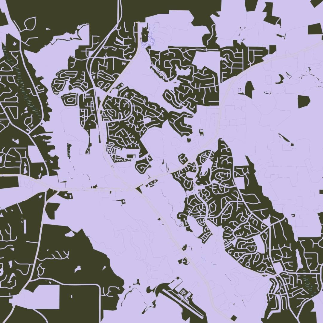 COLOURED ROAD MAP OF PEACHTREE CITY, GEORGIA BY MAPBAKES