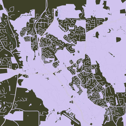 COLOURED ROAD MAP OF PEACHTREE CITY, GEORGIA BY MAPBAKES