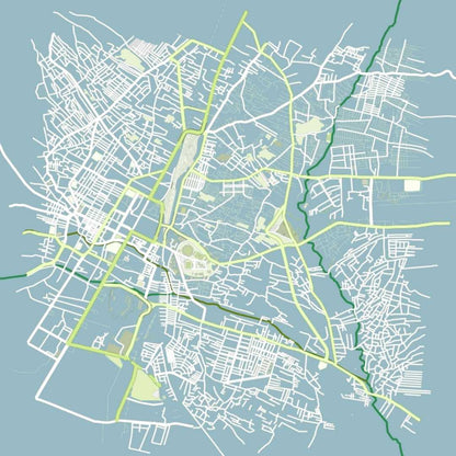 COLOURED ROAD MAP OF QUETTA, PAKISTAN BY MAPBAKES