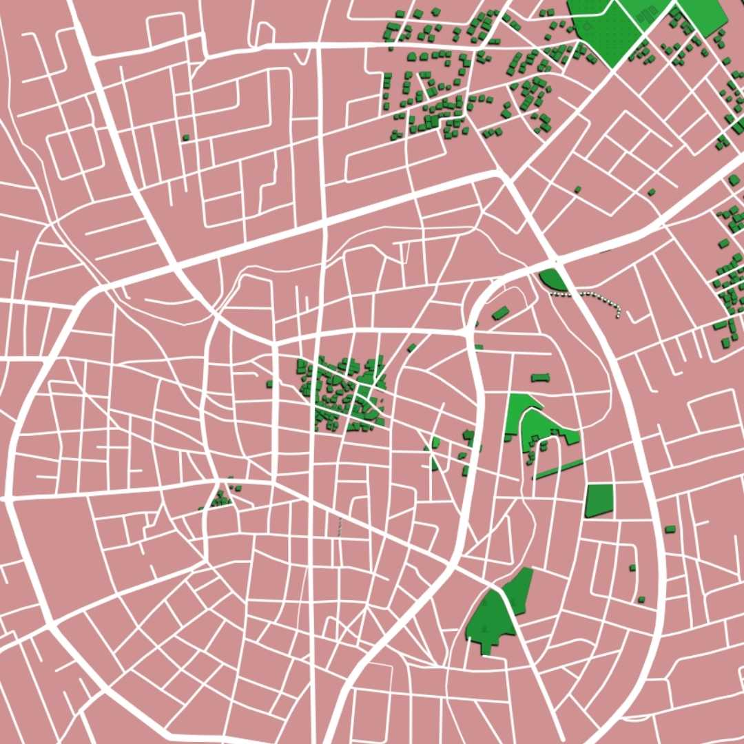 COLOURED ROAD MAP OF AL-RAMTHA, JORDAN BY MAPBAKES