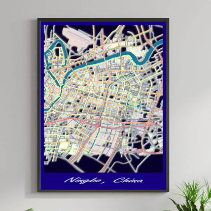COLOURED ROAD MAP OF NINGBO, CHINA BY MAPBAKES