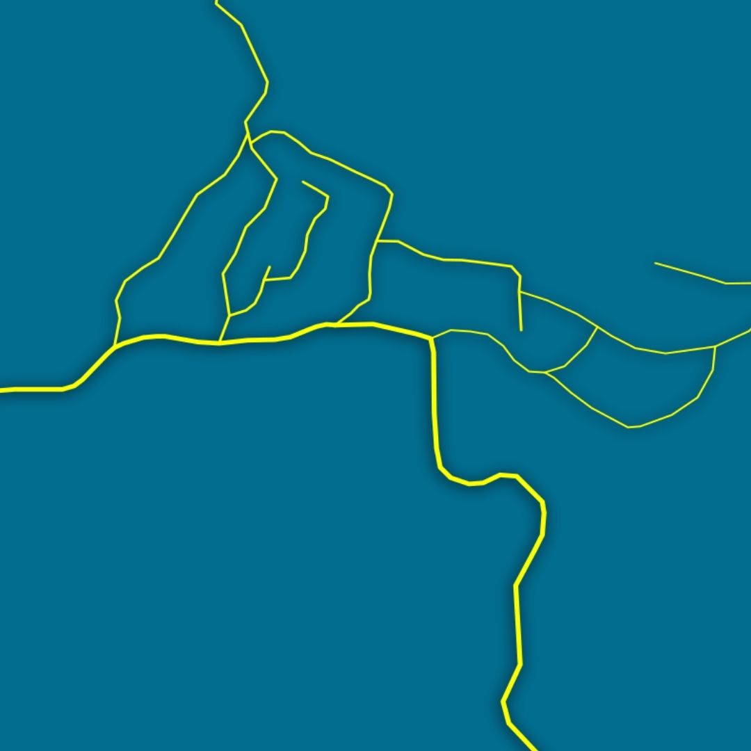 COLOURED ROAD MAP OF MANDZA, COMOROS BY MAPBAKES
