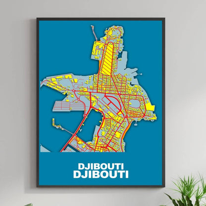 COLOURED ROAD MAP OF DJIBOUTI CITY BY MAPBAKES