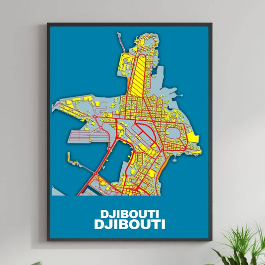 COLOURED ROAD MAP OF DJIBOUTI CITY BY MAPBAKES