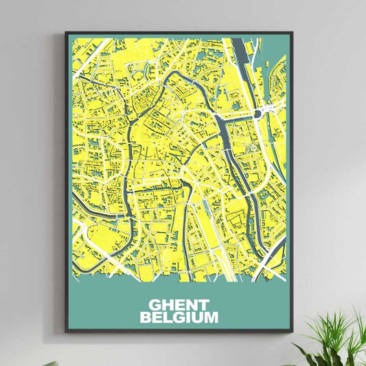 COLOURED ROAD MAP OF GHENT, BELGIUM BY MAPBAKES