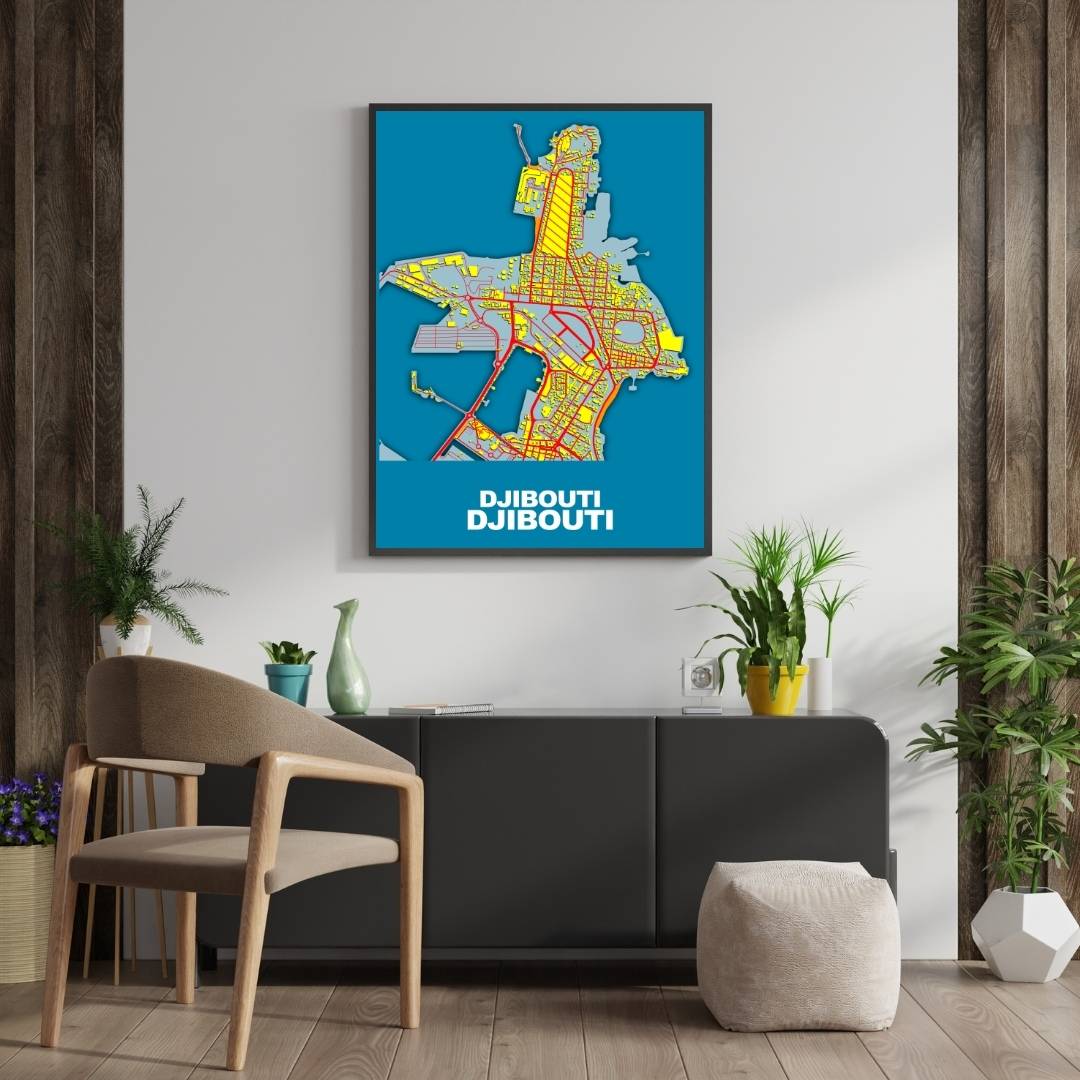 COLOURED ROAD MAP OF DJIBOUTI CITY BY MAPBAKES