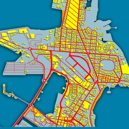 COLOURED ROAD MAP OF DJIBOUTI CITY BY MAPBAKES