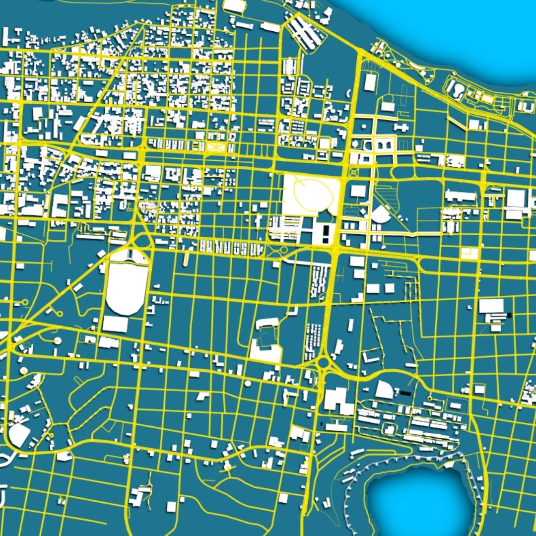 COLOURED ROAD MAP OF MANAGUA, NICARAGUA BY MAPBAKES
