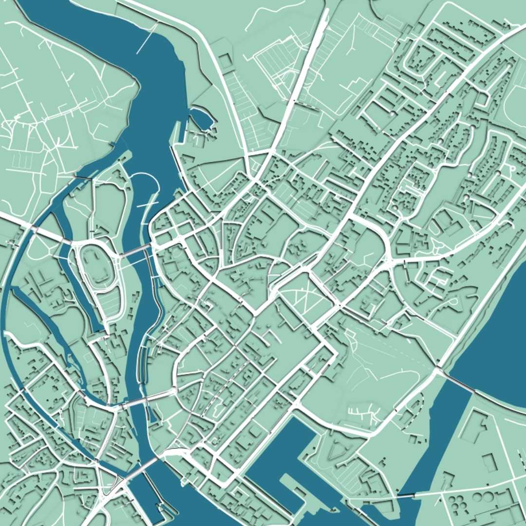 COLOURED ROAD MAP OF GALWAY, IRELAND BY MAPBAKES