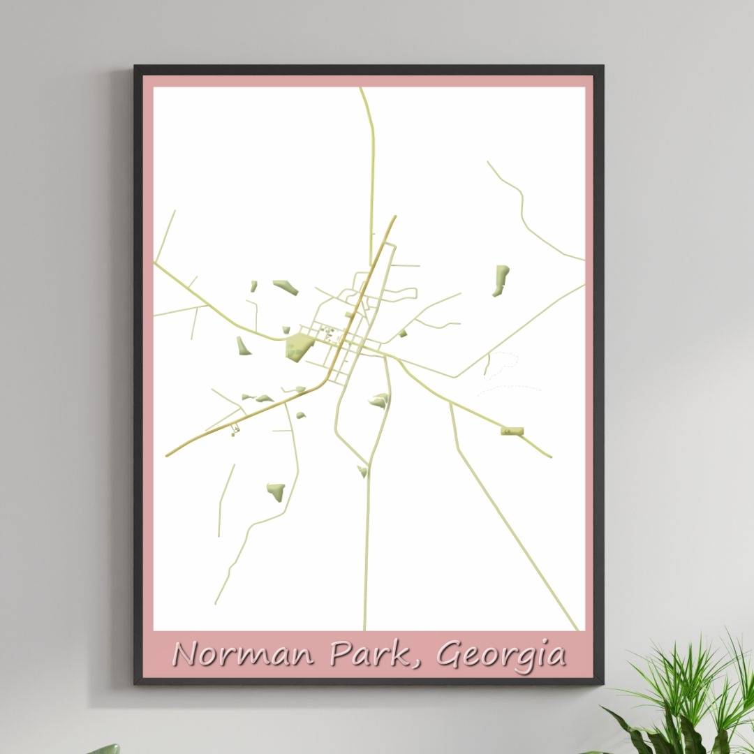 COLOURED ROAD MAP OF NORMAN PARK, GEORGIA BY MAPBAKES