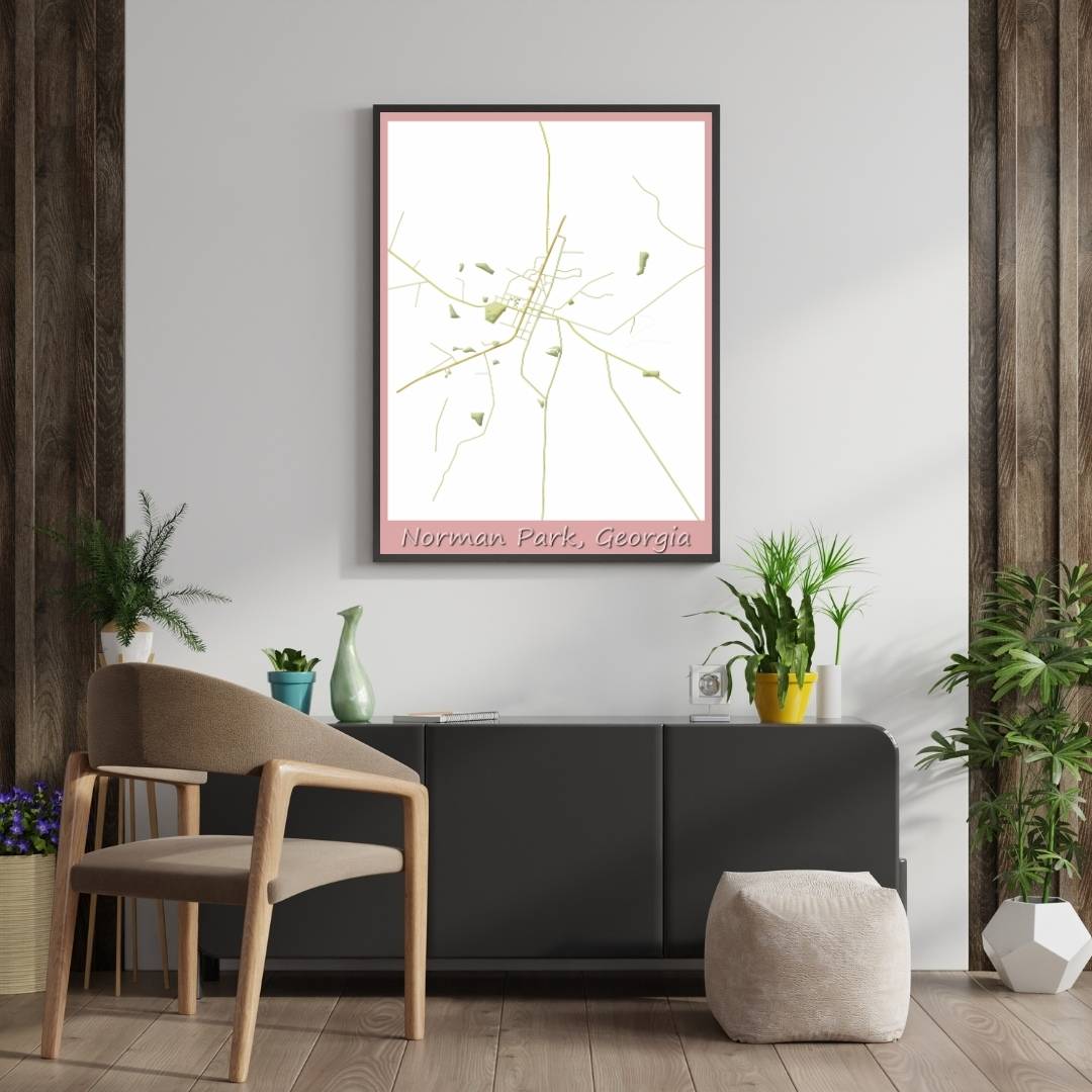 COLOURED ROAD MAP OF NORMAN PARK, GEORGIA BY MAPBAKES