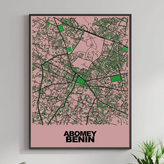 COLOURED ROAD MAP OF ABOMEY, BENIN BY MAPBAKES