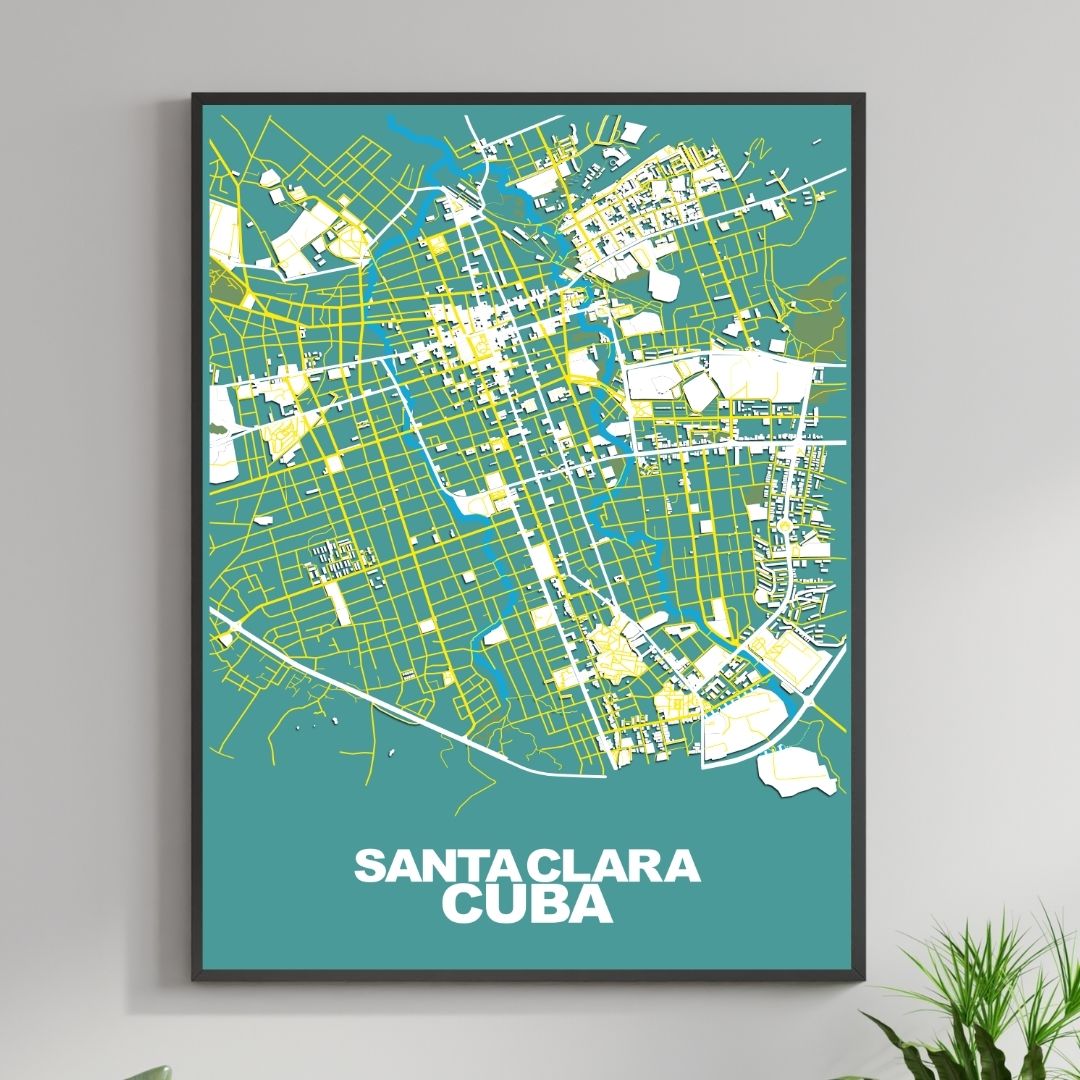 COLOURED ROAD MAP OF SANTA CLARA, CUBA BY MAPBAKES