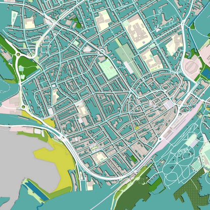 COLOURED ROAD MAP OF ESCH-SUR-ALBETTE , LUXEMBOURG BY MAPBAKES