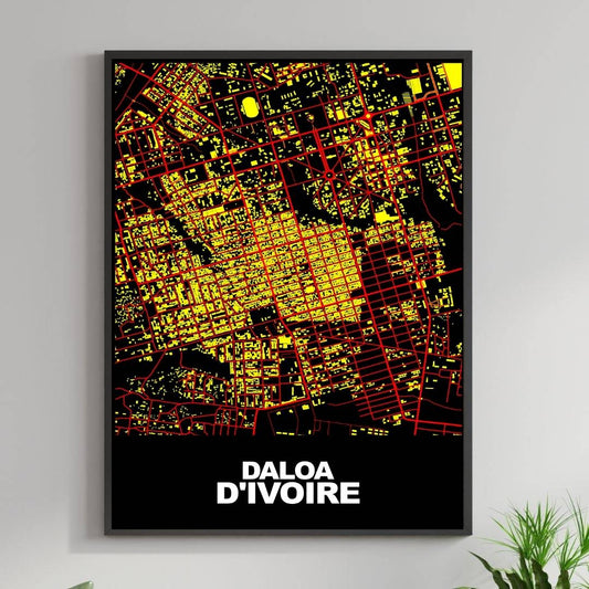 COLOURED ROAD MAP OF DALOA, CÃ”TE D'IVOIRE BY MAPBAKES