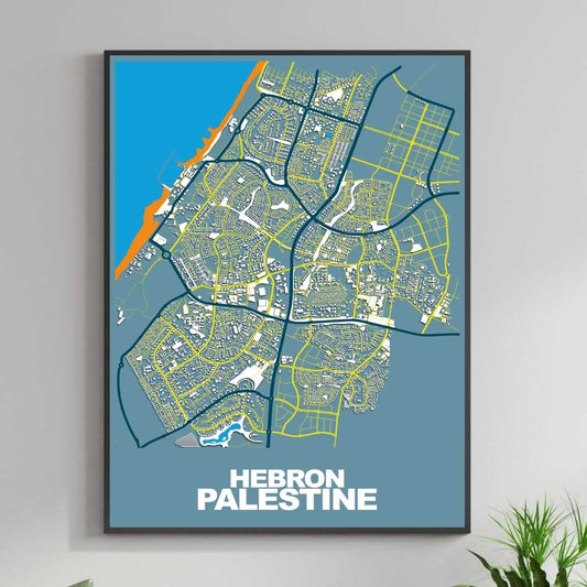 COLOURED ROAD MAP OF HEBRON, PALESTINE BY MAPBAKES