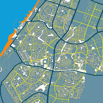 COLOURED ROAD MAP OF HEBRON, PALESTINE BY MAPBAKES