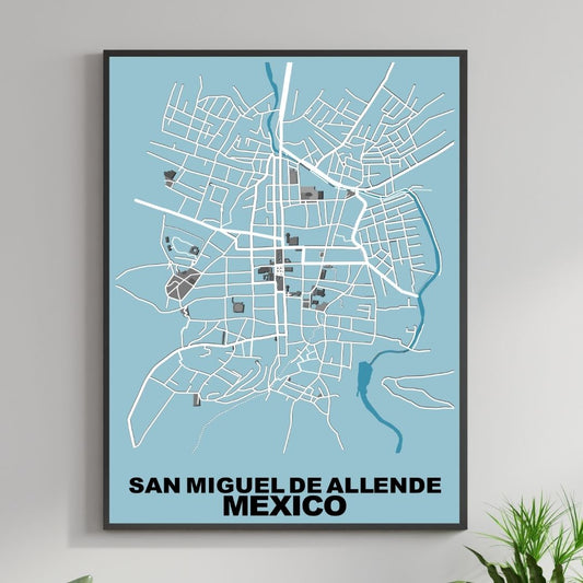 COLOURED ROAD MAP OF SAN MIGUEL DE ALLENDE, MEXICO BY MAPBAKES