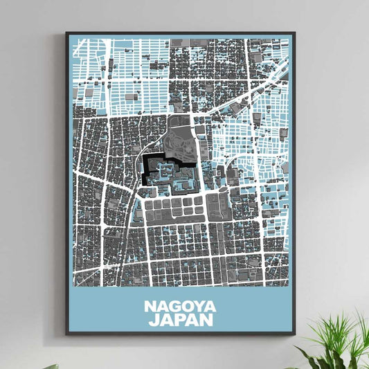 COLOURED ROAD MAP OF NAGOYA, JAPAN BY MAPBAKES