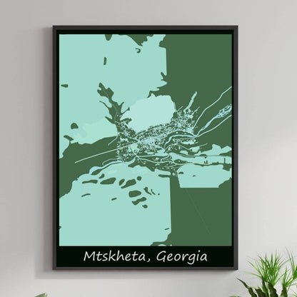 COLOURED ROAD MAP OF MTSKHETA, GEORGIA BY MAPBAKES